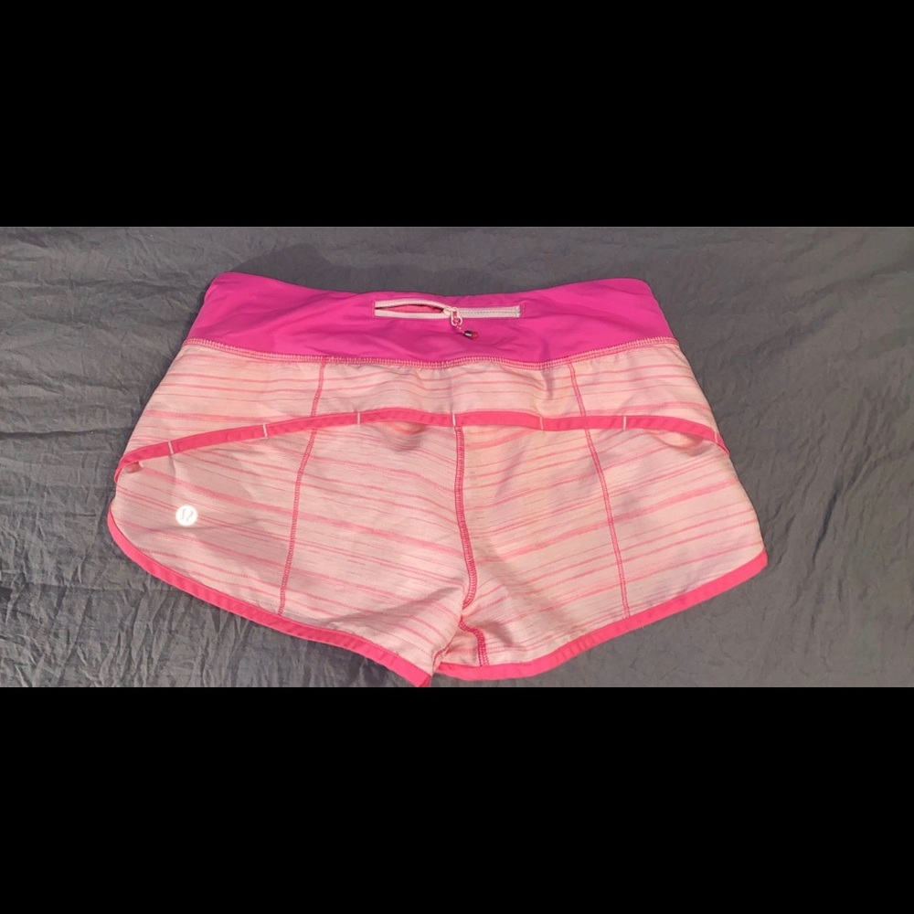 LuluLemon Pink Stripe Shorts! Zipper DOES work!
